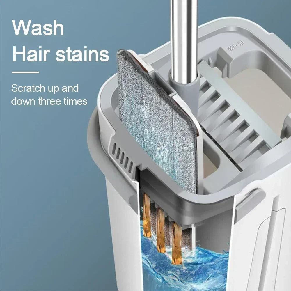 Mop Floor Squeeze Mop With Bucket – Hardwood & Wood Floor Rotary Scrubbing Mop