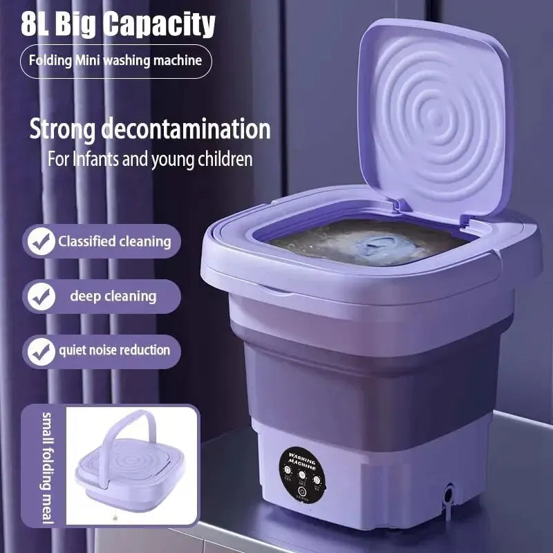 Portable Foldable Washing Machine with Spin Dryer - Household Mini Washing Machine